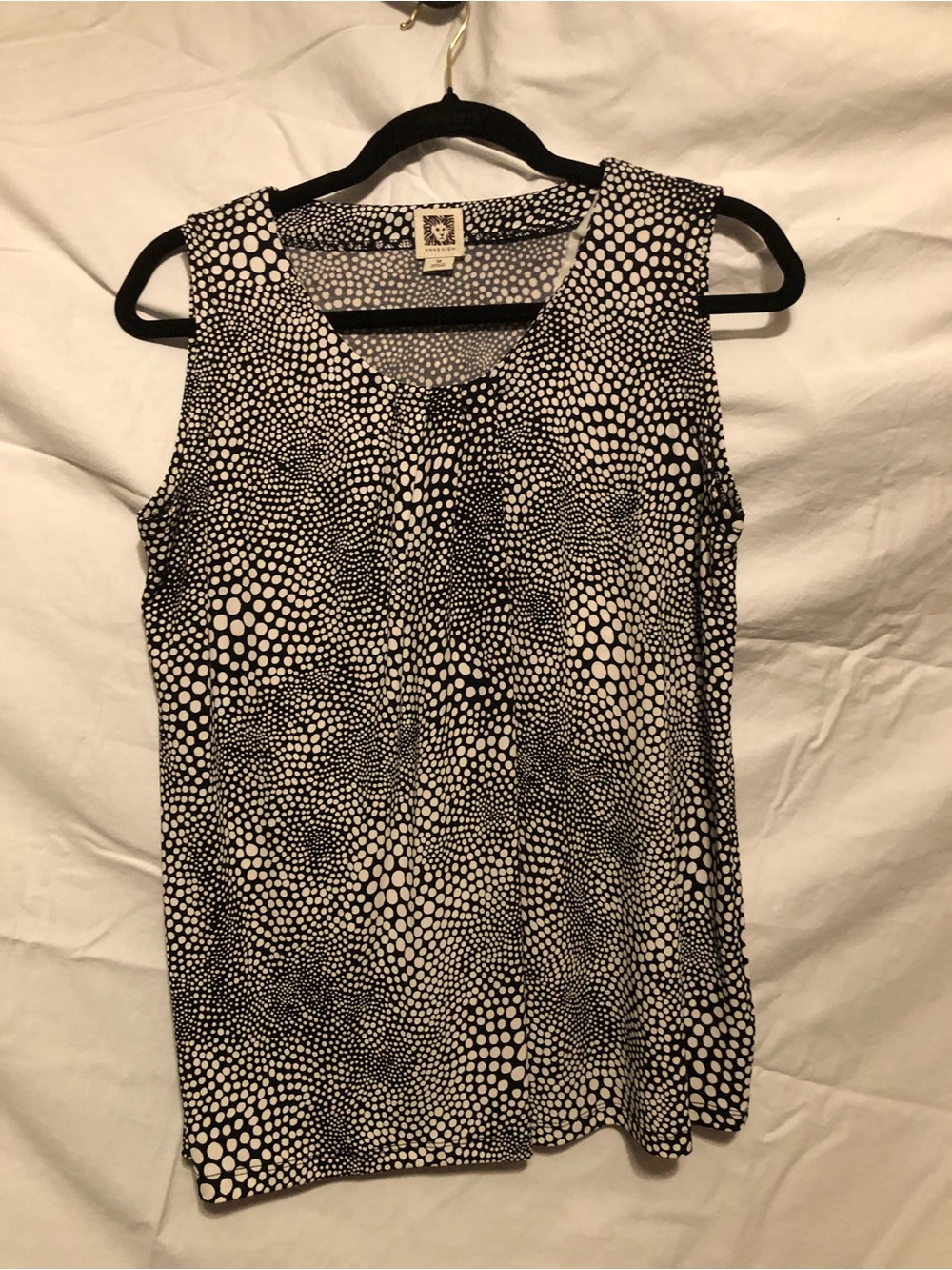 New Anne Klein Women’s Sleeveless Black & Cream Print Tank Top Size Medium